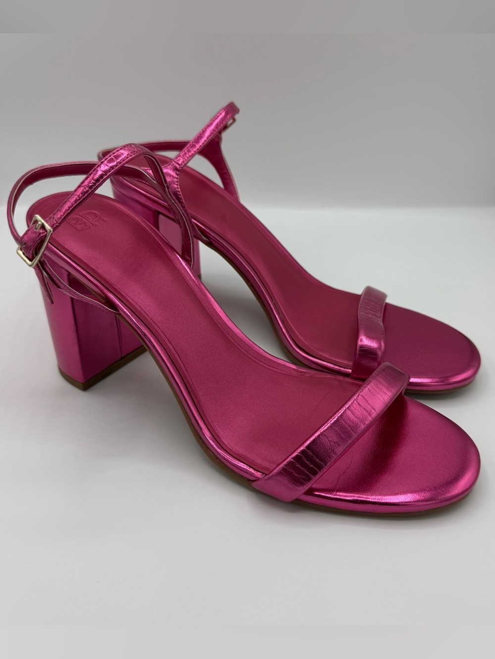 Nordstrom BP Metallic Pink Block Heel Sandals size 10 party event prom‎ gala